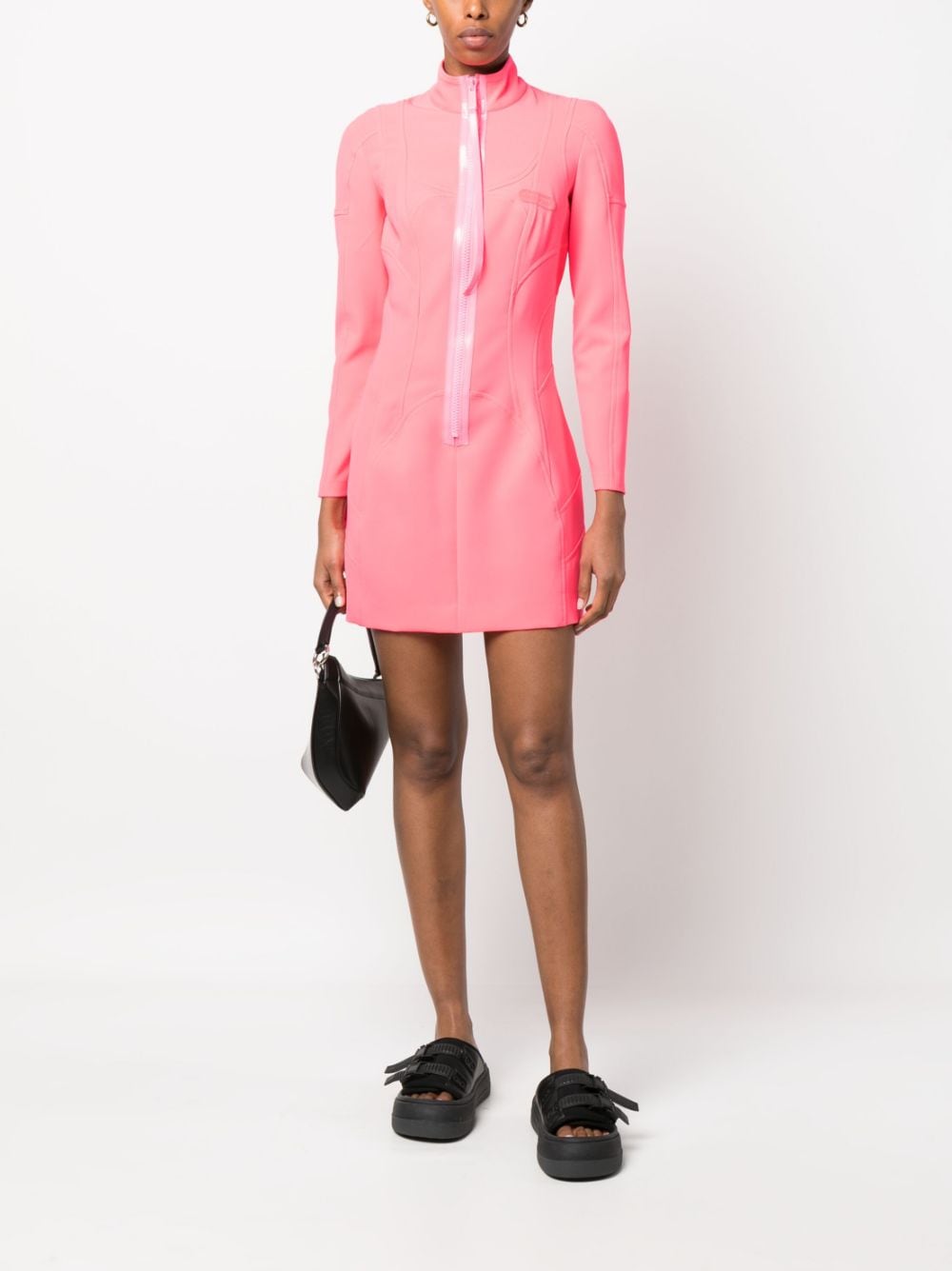 Dsquared2 long-sleeved zip-detail minidress - Roze