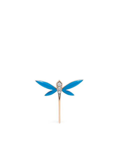 Anapsara 18K yellow gold Dragonfly diamond stud earring