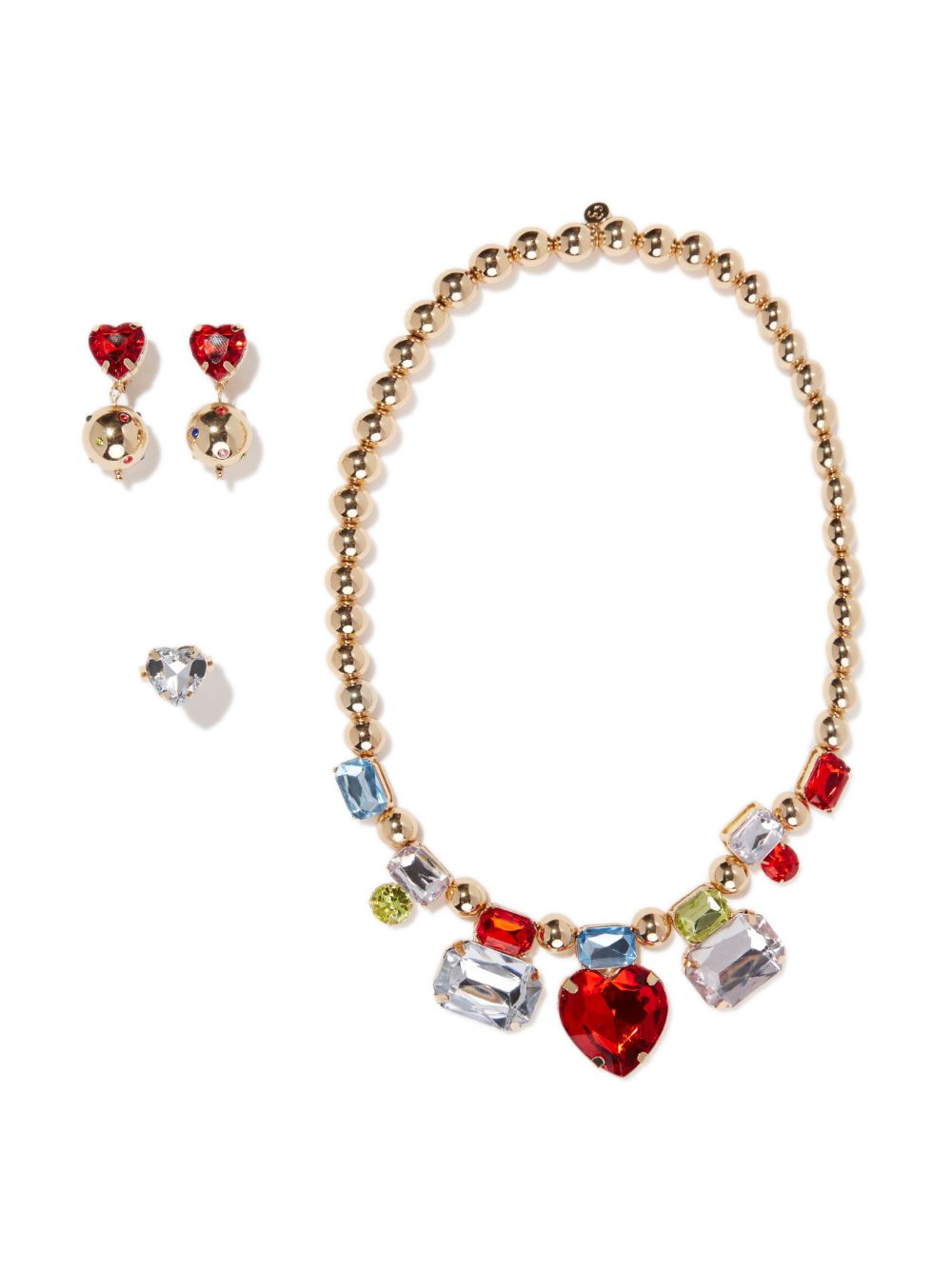 Super Smalls Kids' Girls Red Heart Gem Necklace Set In Gold