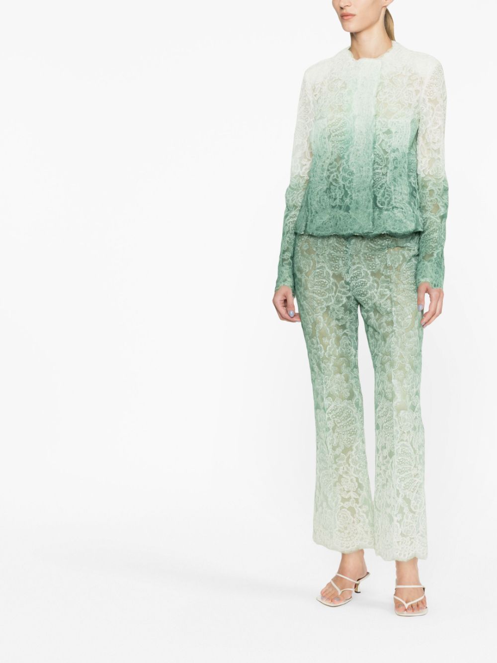 Ermanno Scervino Chantilly-lace ombré jacket - Groen