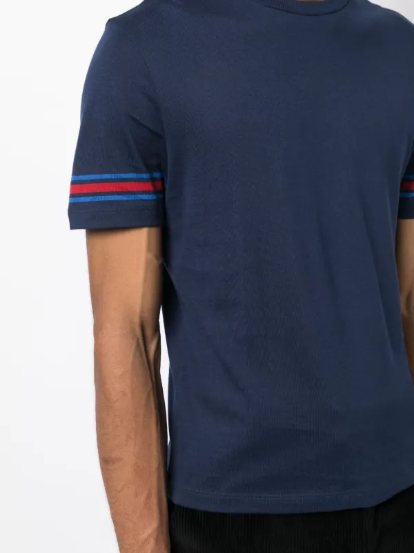 ◆GUCCI◆ クロップド丈 ストライプ コットンTシャツ Blue GUCCI】グッチ『アディダス ロゴ ストライプ コットン シャツ