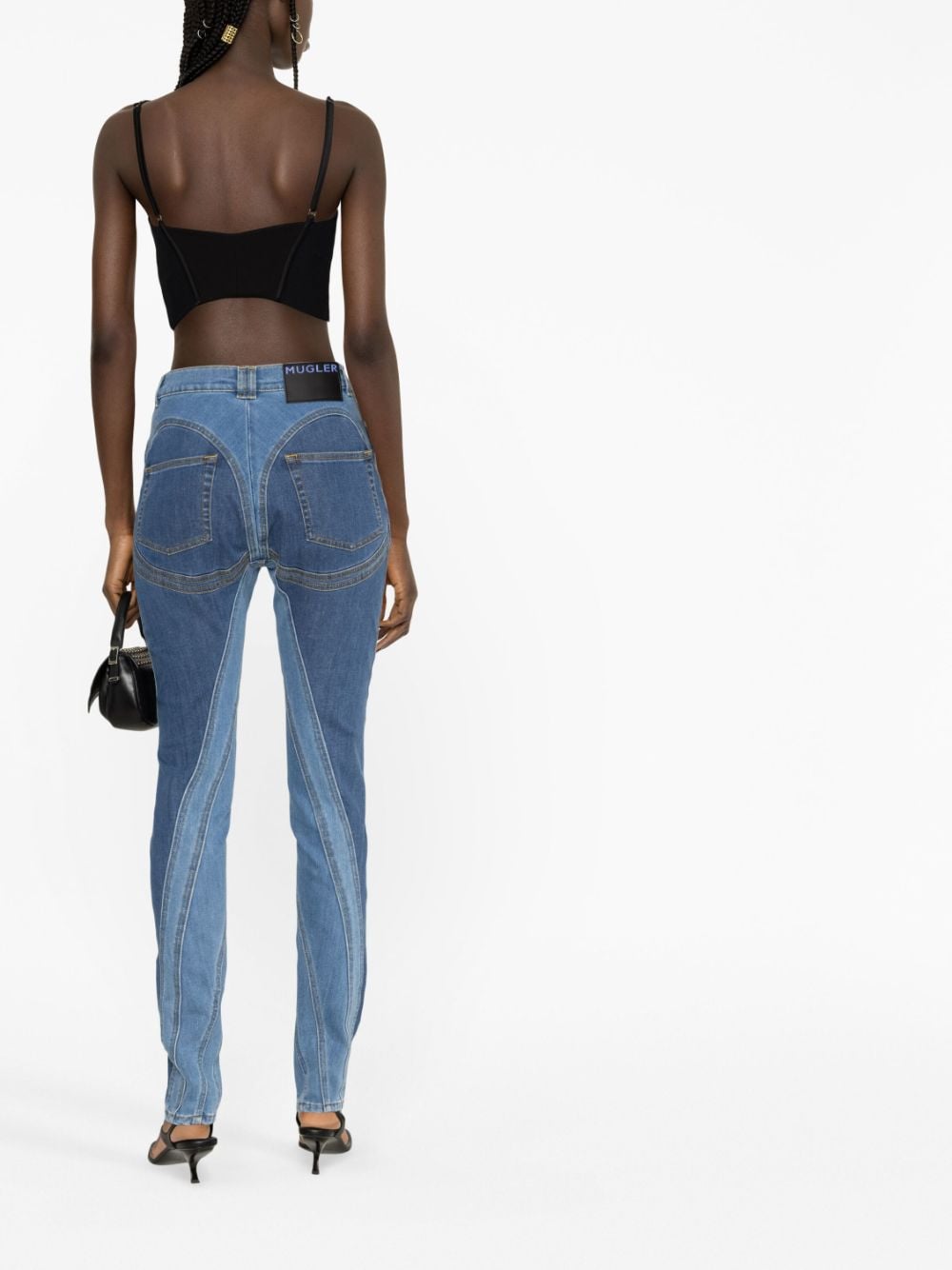 Shop Mugler Spiral High-waisted Skinny Jeans In Blue
