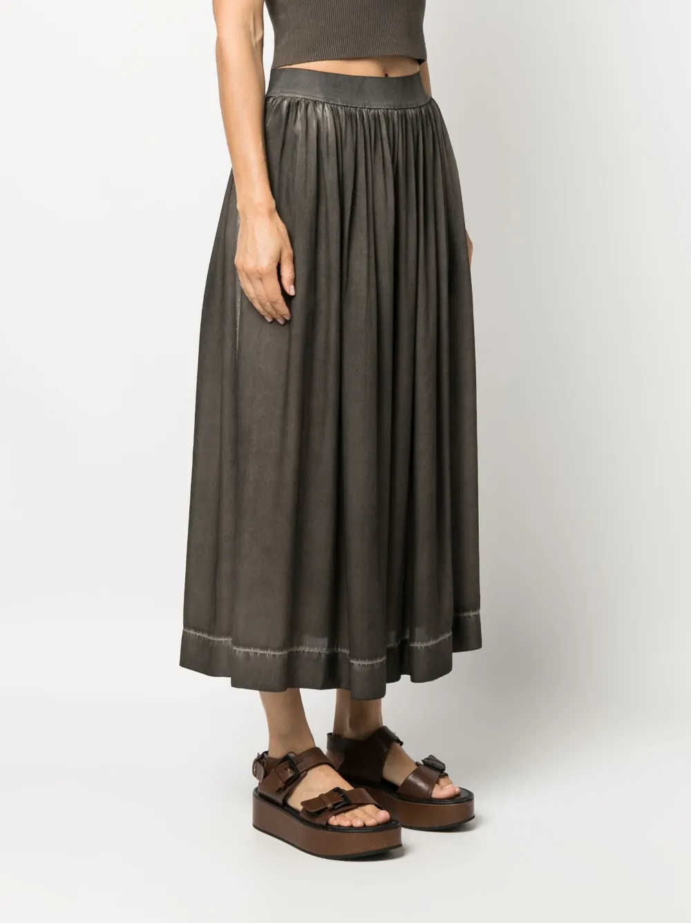 Uma Wang Midi-rok met ruches Grijs