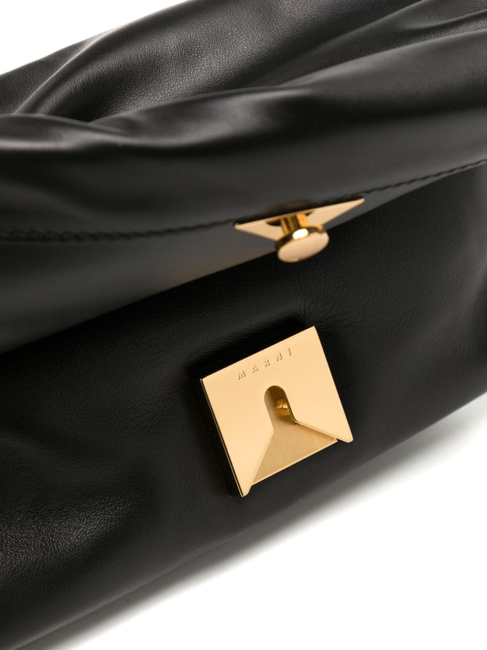 Shop Marni Prima Leather Messenger Bag In Black