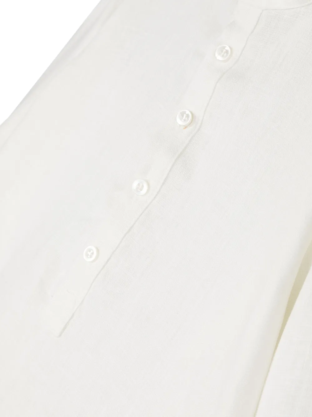 Miss Grant Kids' Longsleeve Collarless Linen Shirt In White ModeSens