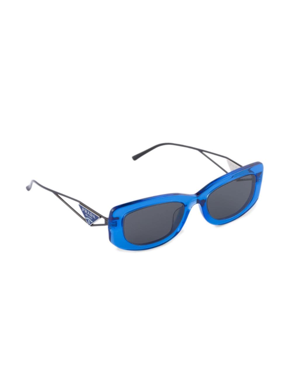 Shop Prada Symbole Rectangle-frame Sunglasses In Blue