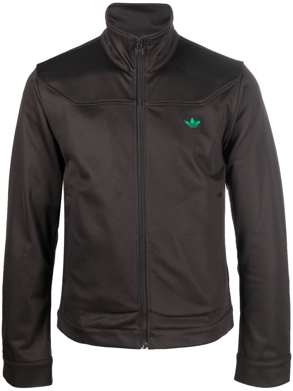 Shop Adidas Originals X Wales Bonner Embroidered Trefoil Zipped Jacket In Brown