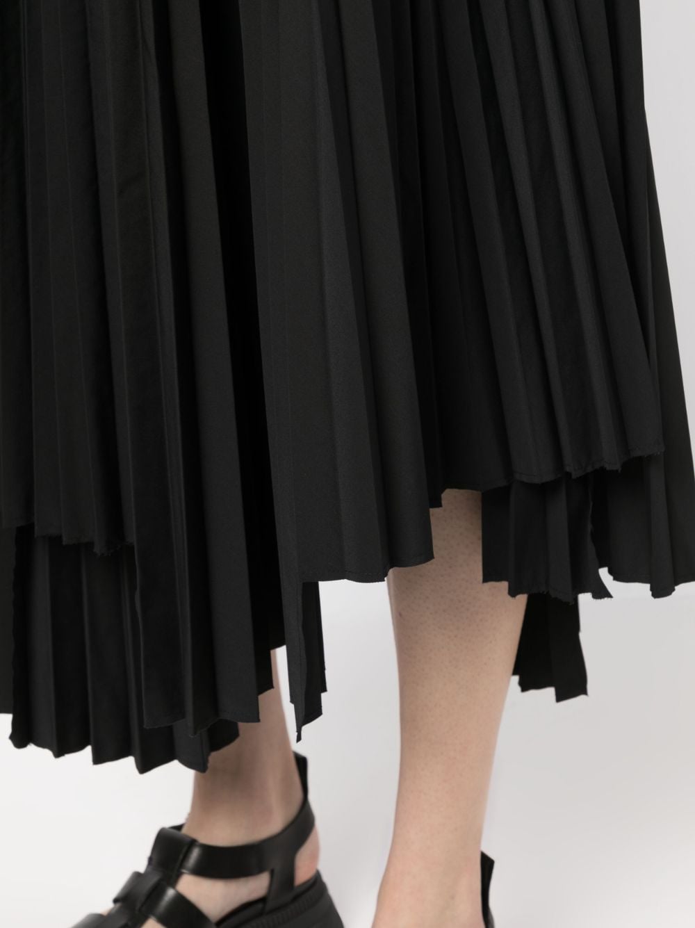 Shop Plan C Asymmetric Pleated Skirt In Black