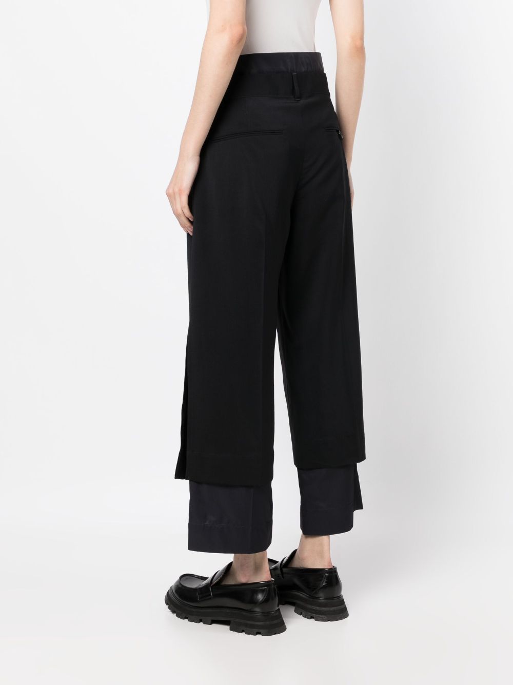 Shop Plan C Layered Wide-leg Trousers In Black