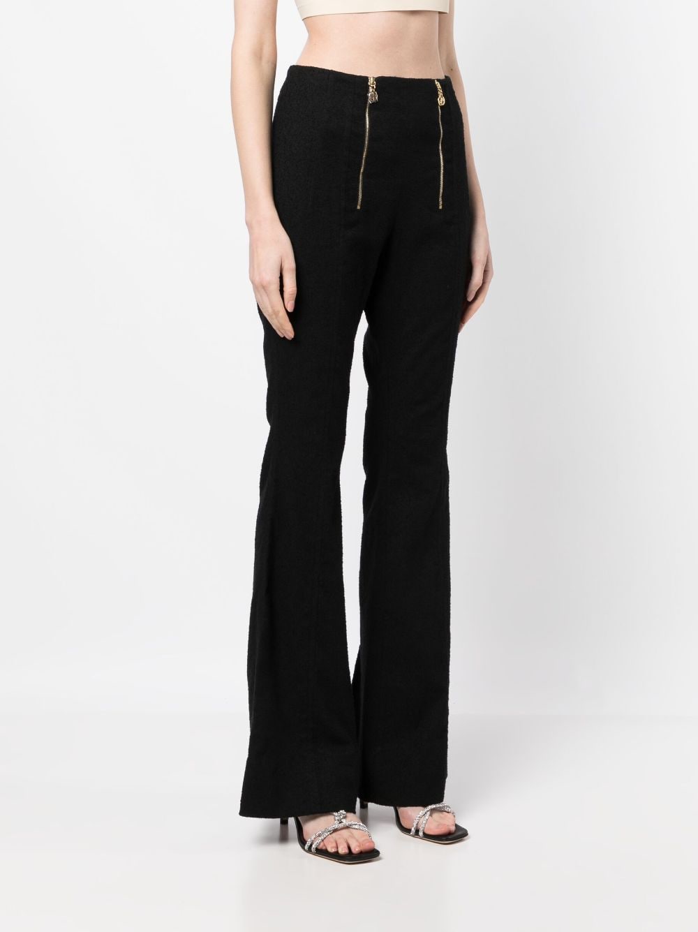 Shop Patou Zipped Flared Trousers In Black