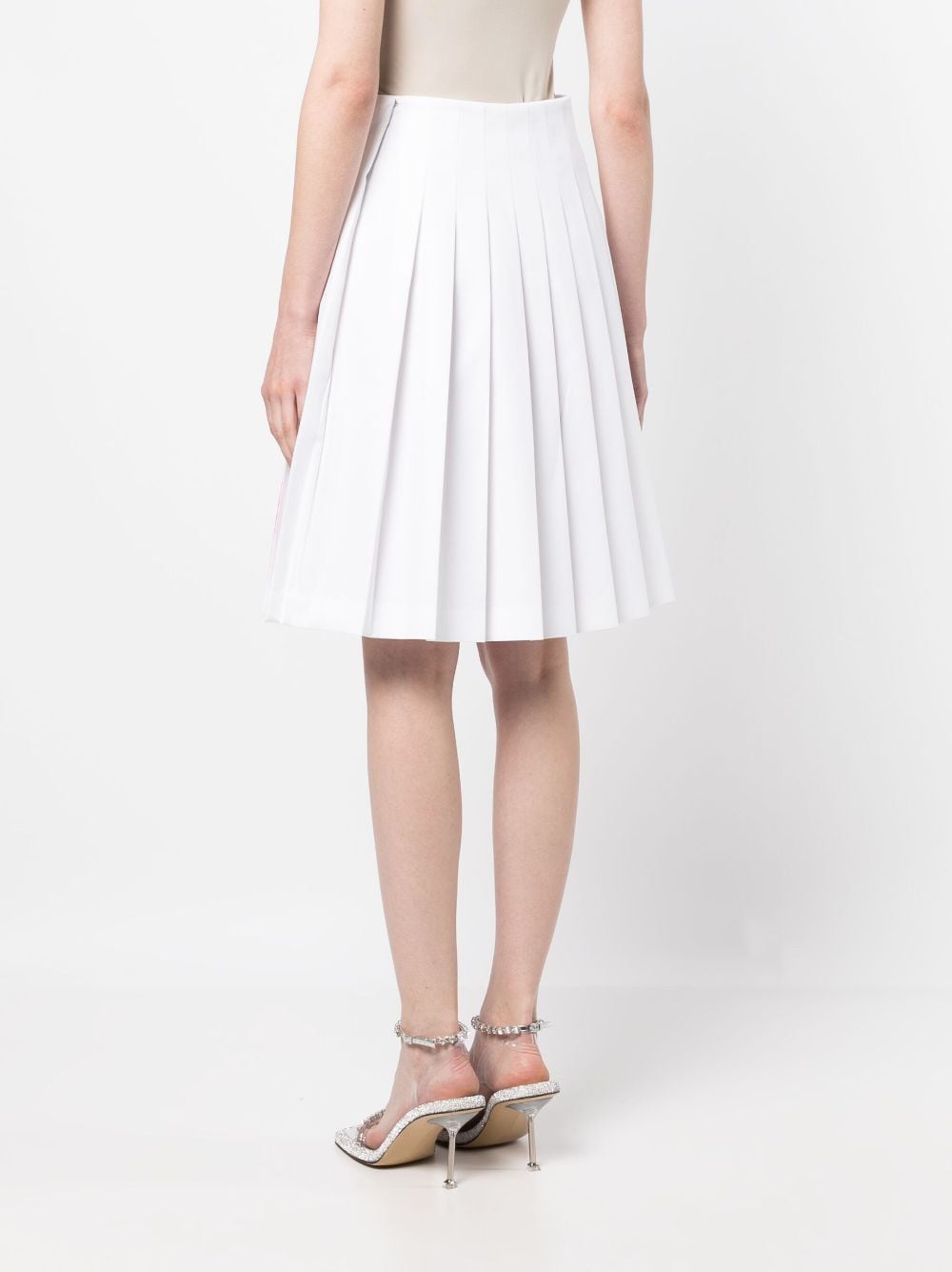 Shop Vivetta Rose-print Fully-pleated Skirt In White