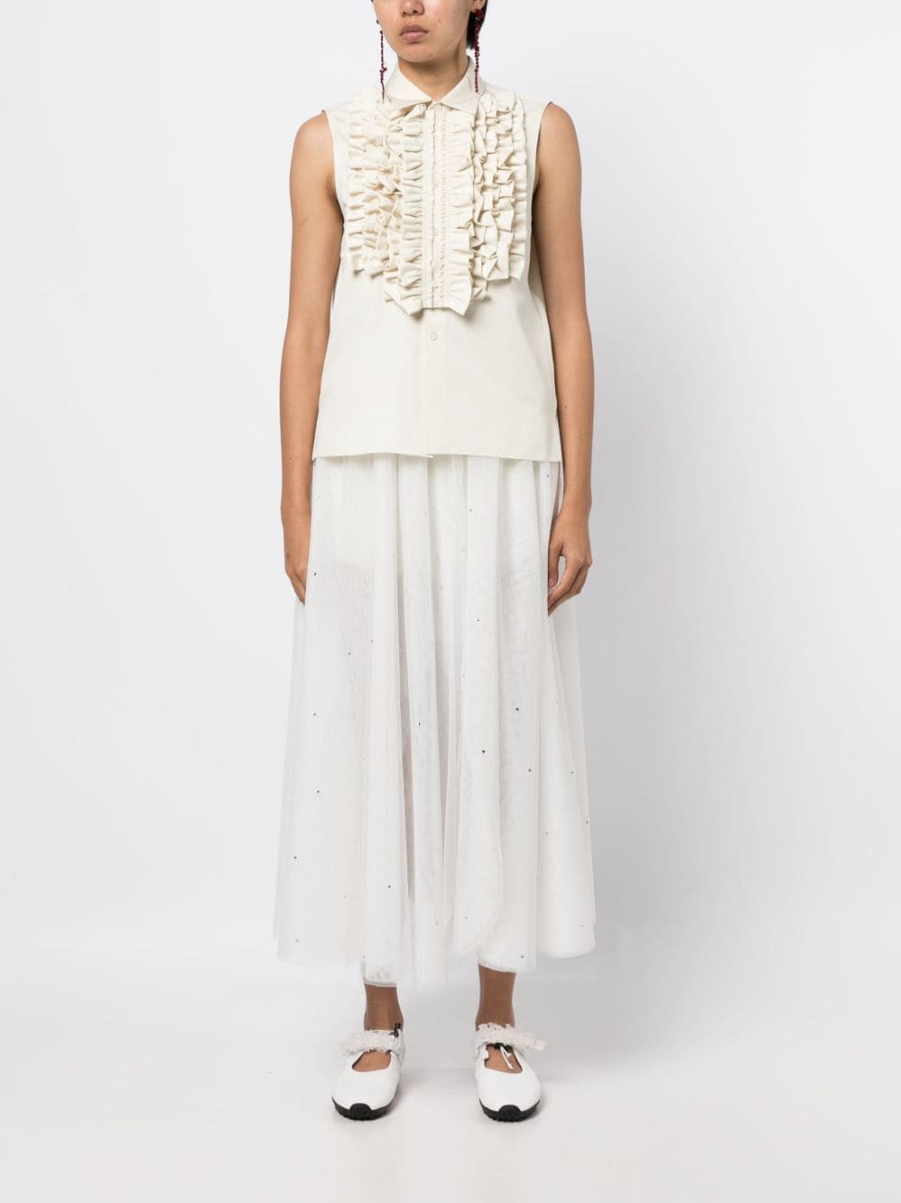 Comme des Garçons TAO ruffled sleeveless blouse - Beige