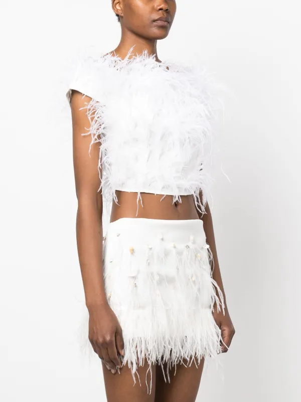 Cult Gaia Sosha Feather Top | White | FARFETCH