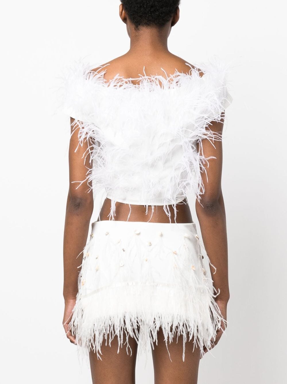 Shop Cult Gaia Sosha Feather Top In Weiss