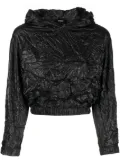 We11done crinkle-effect cropped hoodie - Black