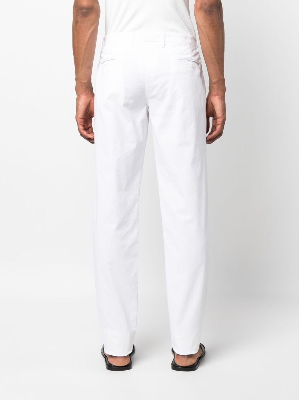Shop Giorgio Armani Mid-rise Straight-leg Trousers In White