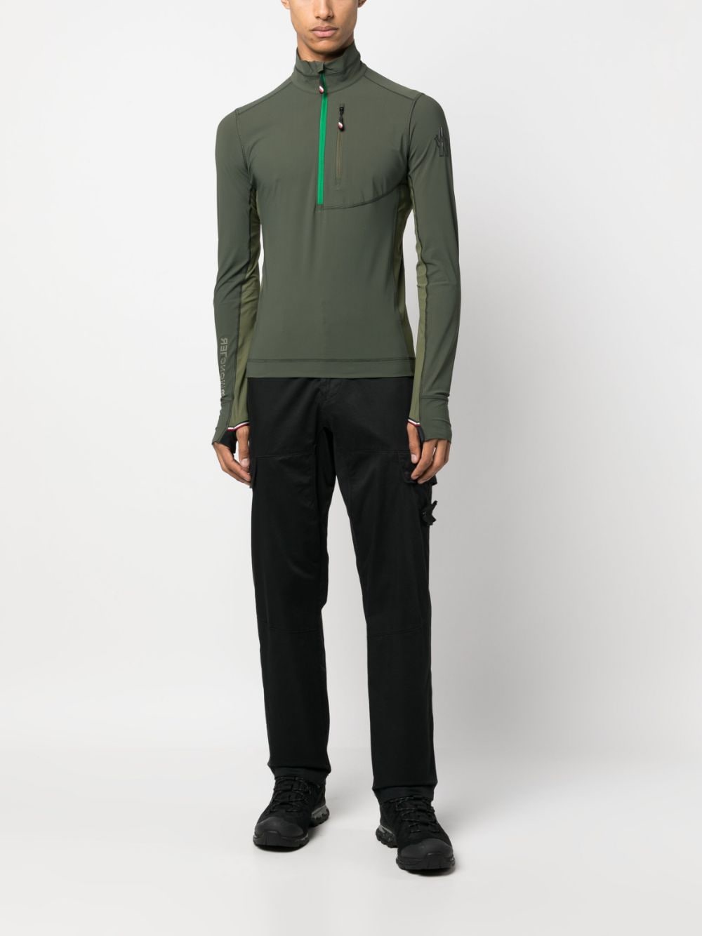 Shop Moncler Half-zip Pullover Sweatshirt In Green