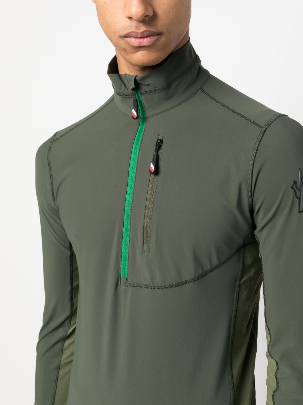 Shop Moncler Half-zip Pullover Sweatshirt In Green