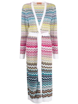 ●美品●　ミッソーニ　オレンジタグ　ジグザグ　ロングカーディガン　アイスブルー 美品】 MISSONI ミッソーニ 最高級 オレンジタグ ロング