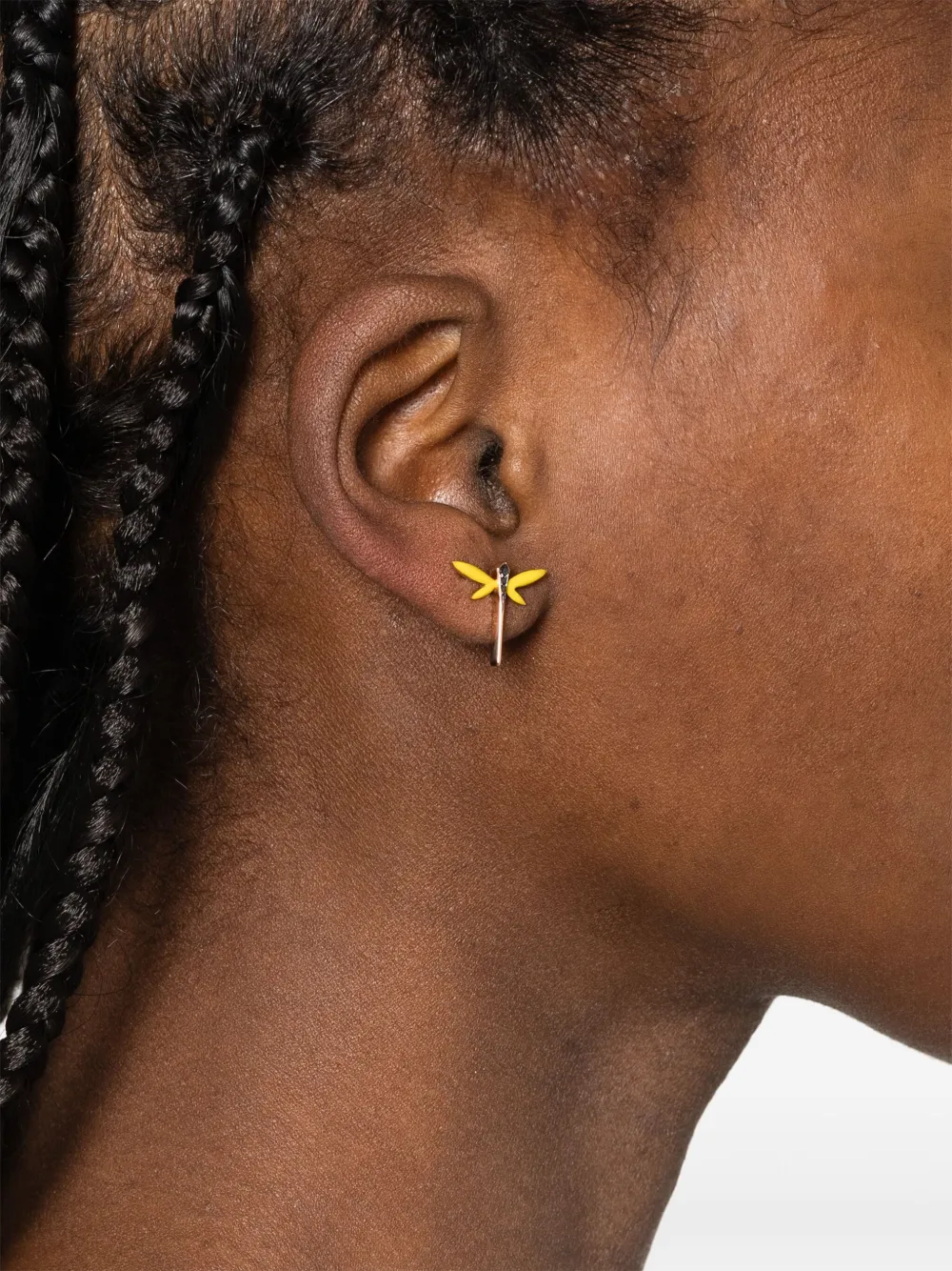  Anapsara 18k Yellow Gold Dragonfly Diamond Stud Earring 