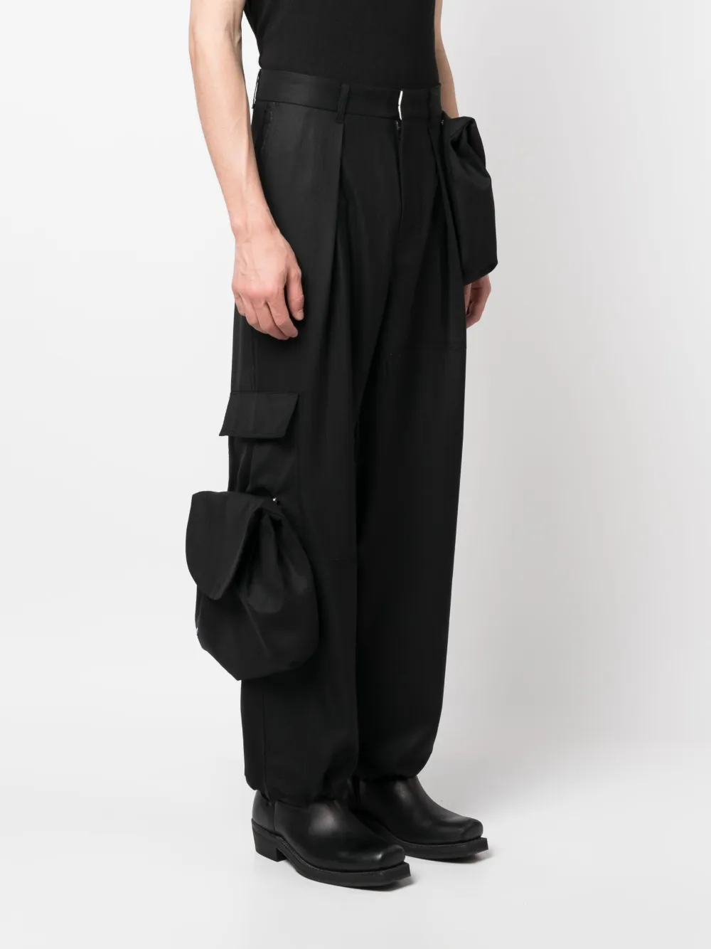 Shop Ader Error Straight-leg Stretch-wool Trousers In Black