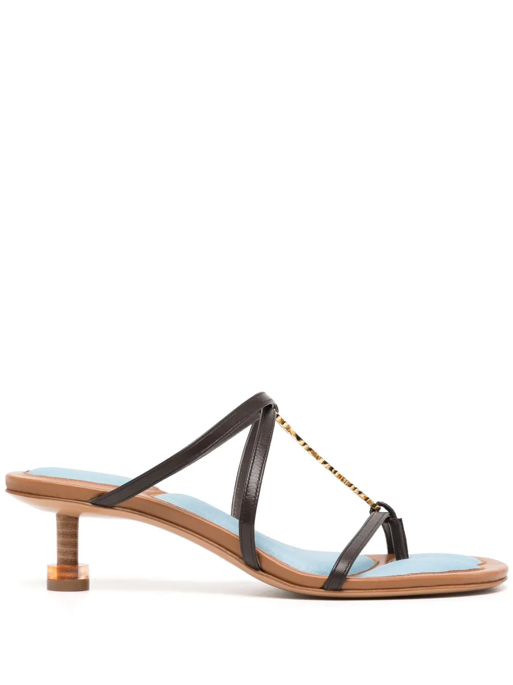 Jacquemus Open Toe Brown Sandals In Multicolor