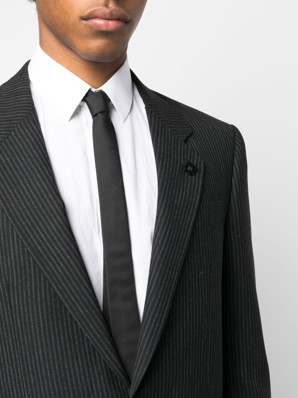 Shop Lardini Striped Single-breasted Suit In Black