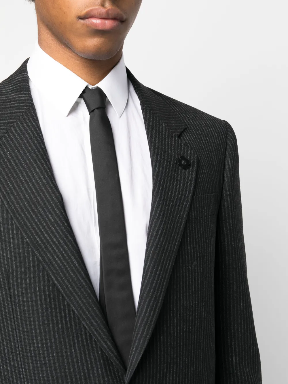 Lardini Striped Single-breasted Suit In Black