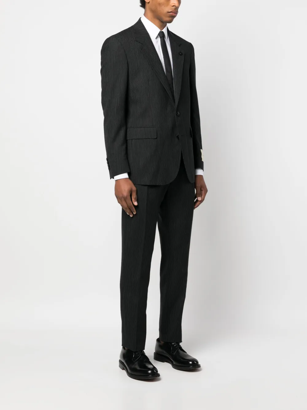 Lardini Striped Single-breasted Suit In Black