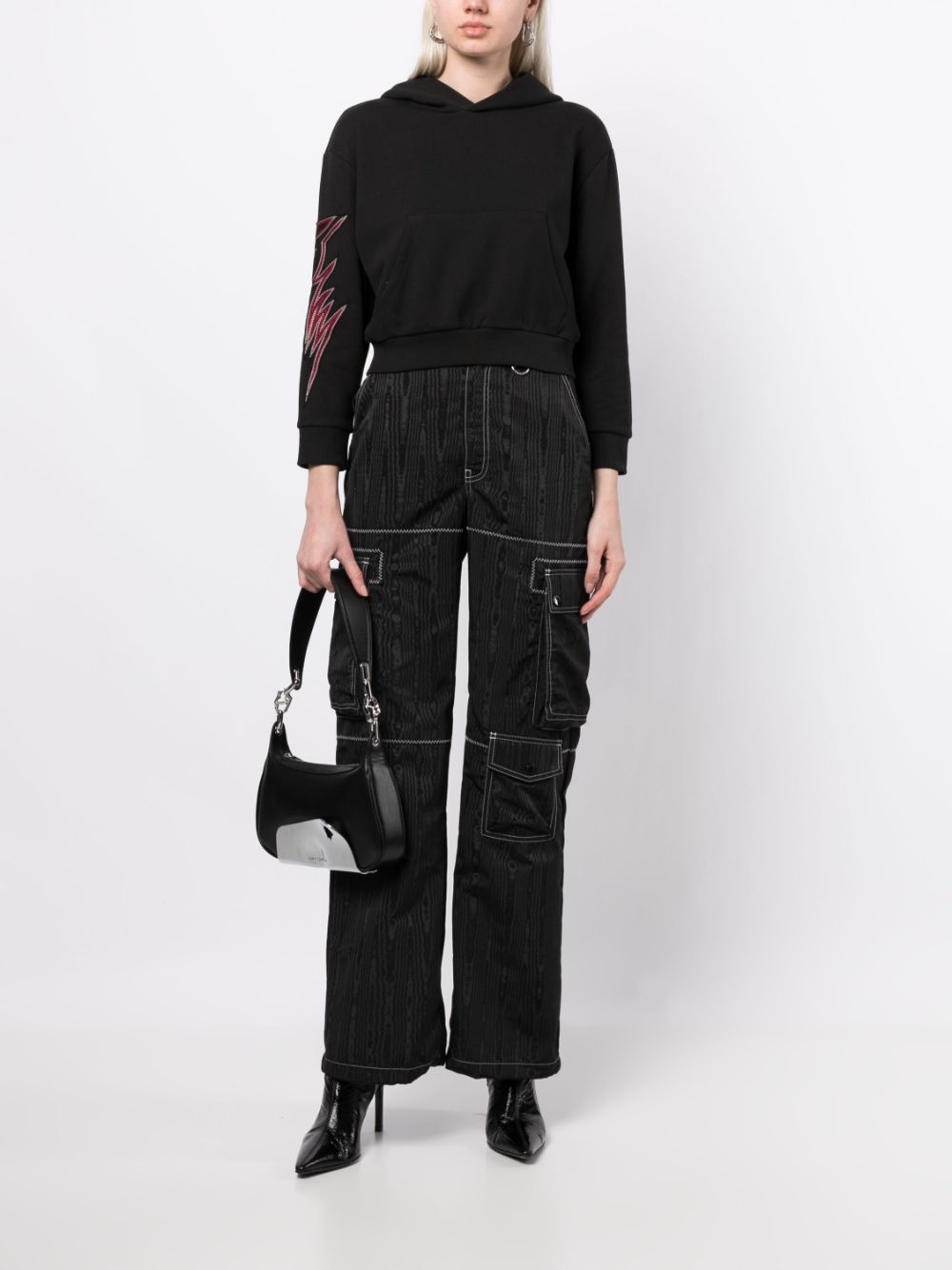 We11done Cropped hoodie - Zwart