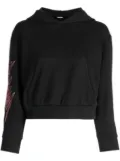 We11done sleeve-patch cropped hoodie - Black