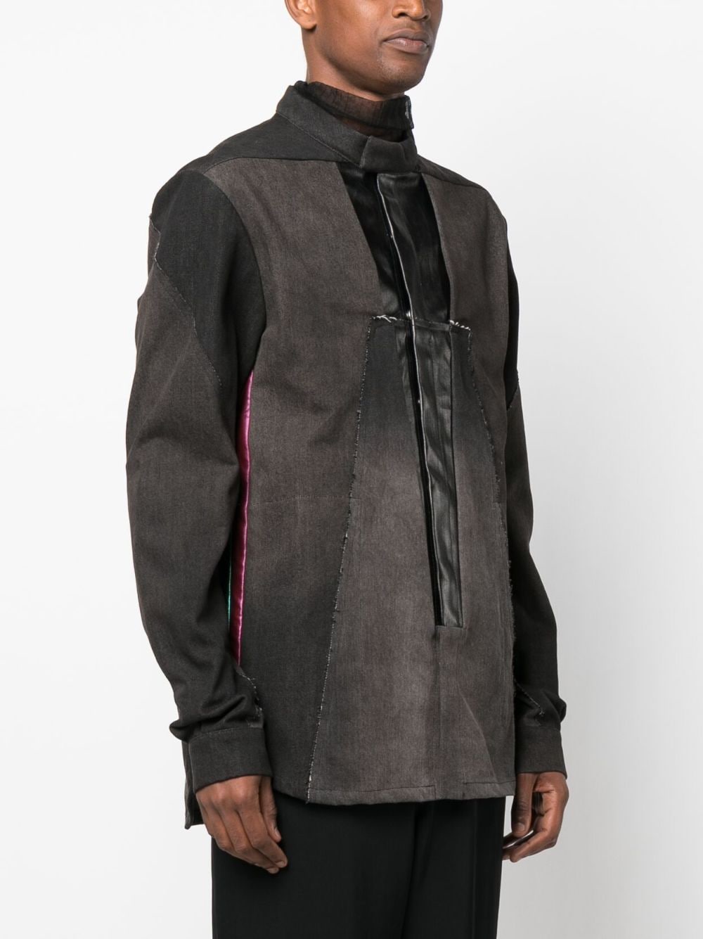 Shop Rick Owens Deconstructed Panelled Denim Shirt Jacket In Brown