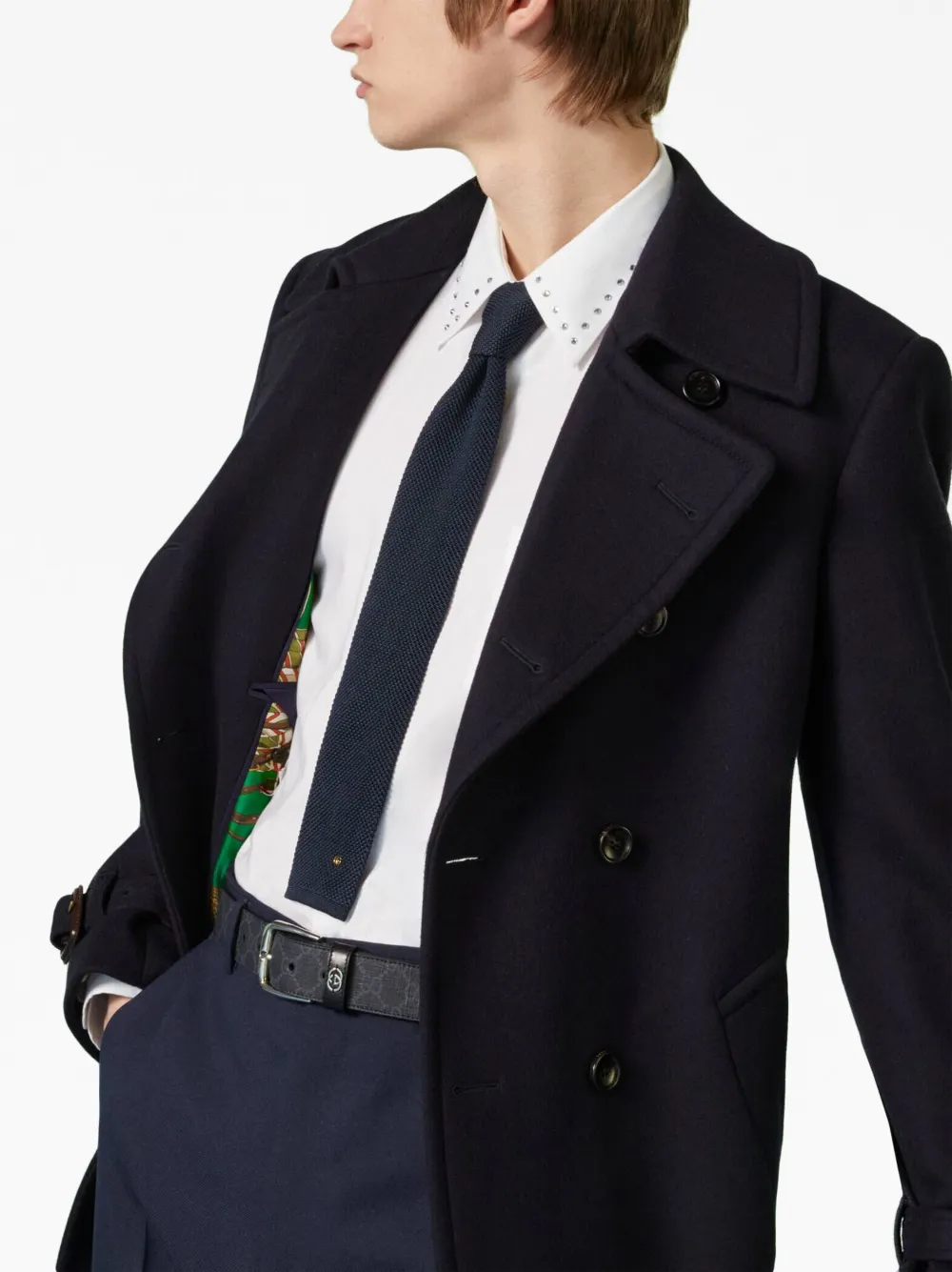 Knitted silk Double G tie