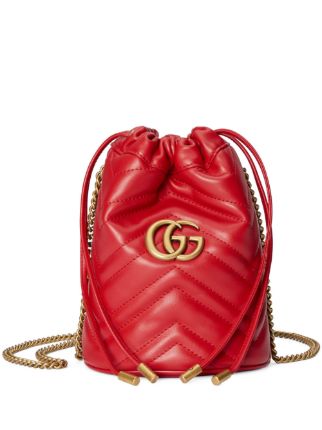 GUCCI GG Marmont Matelasse Leather Backpack Bag Red 528129