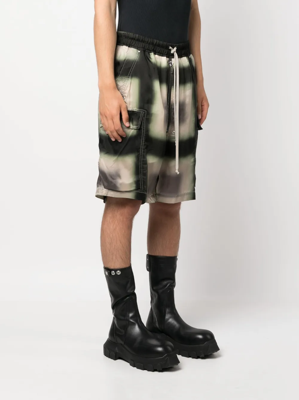 Rick Owens Check Drop-crotch Shorts In Black