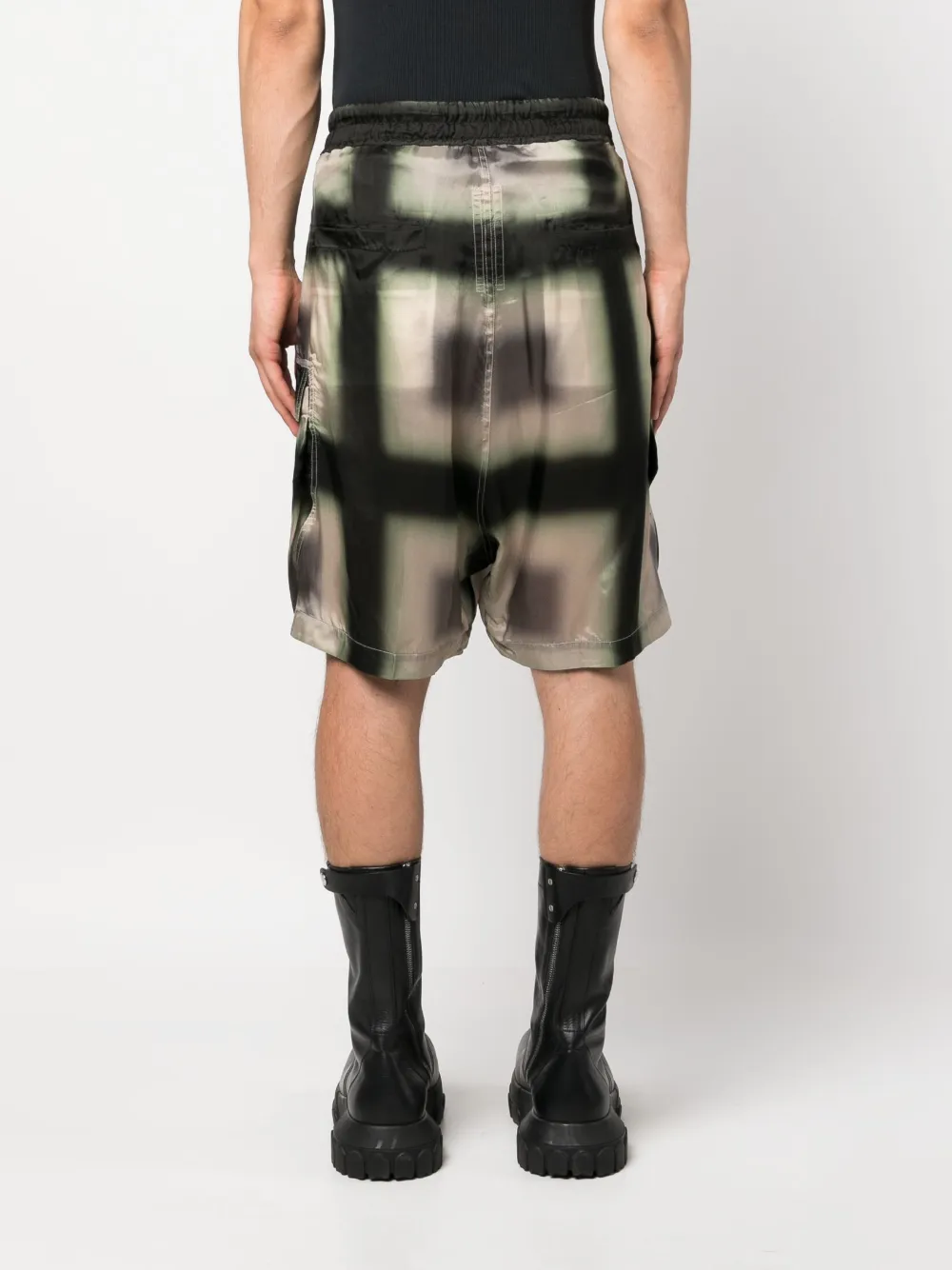 Rick Owens Check Drop-crotch Shorts In Black