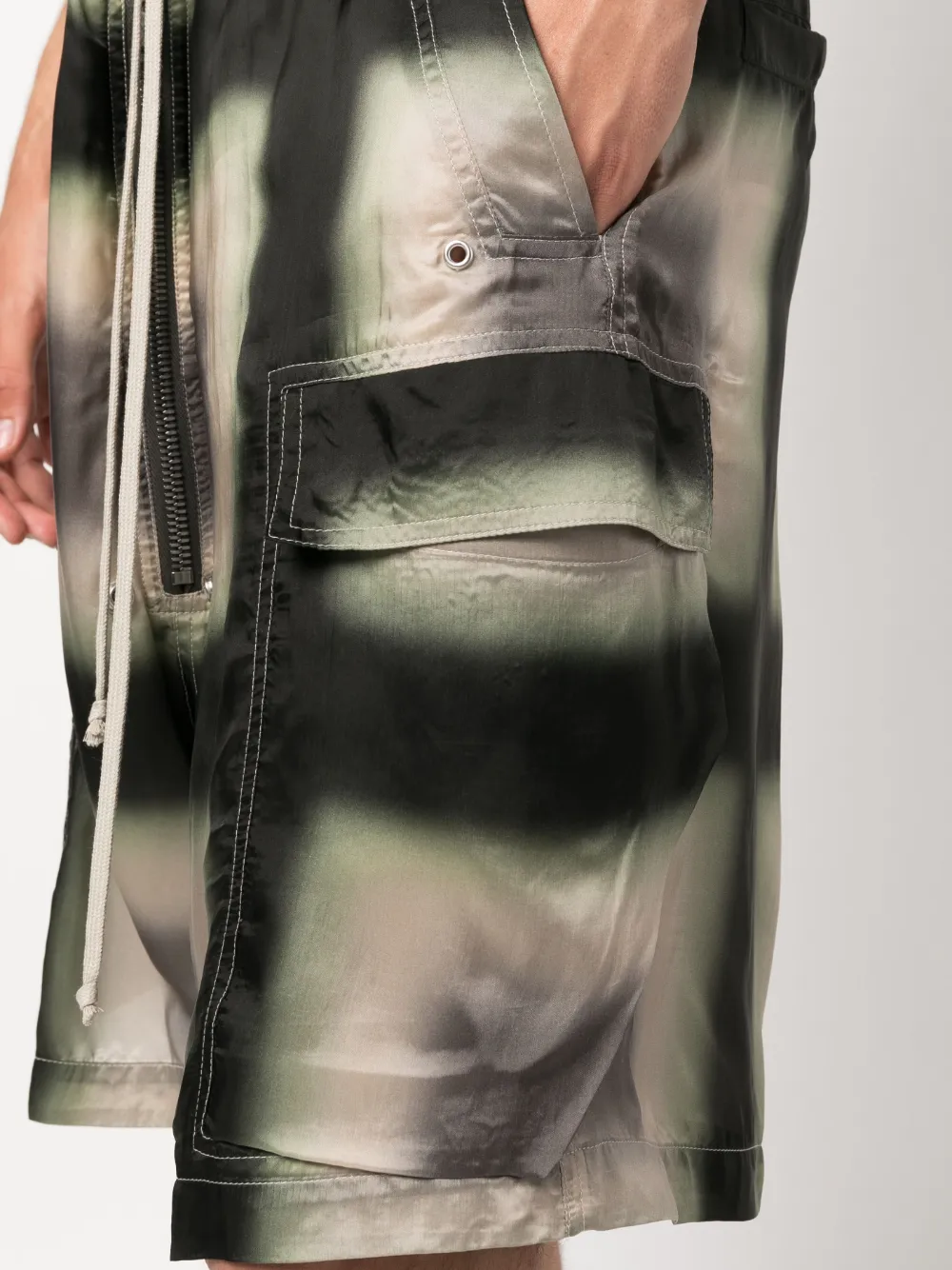 Rick Owens Check Drop-crotch Shorts In Black