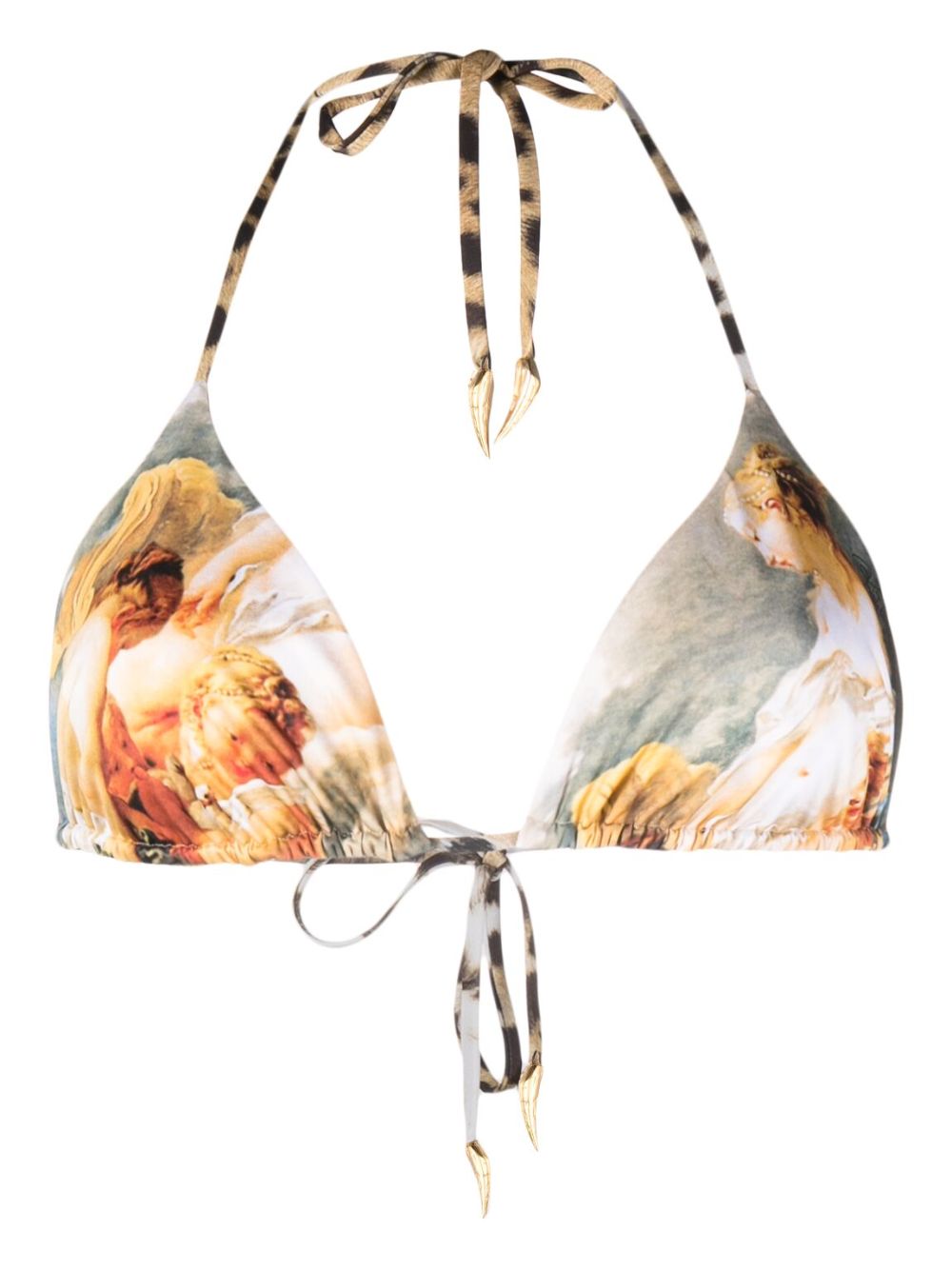 Roberto Cavalli illustration-print halterneck bikini top - 09000