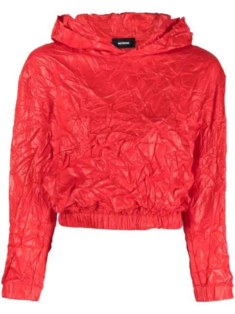 We11done crinkle-effect cropped hoodie