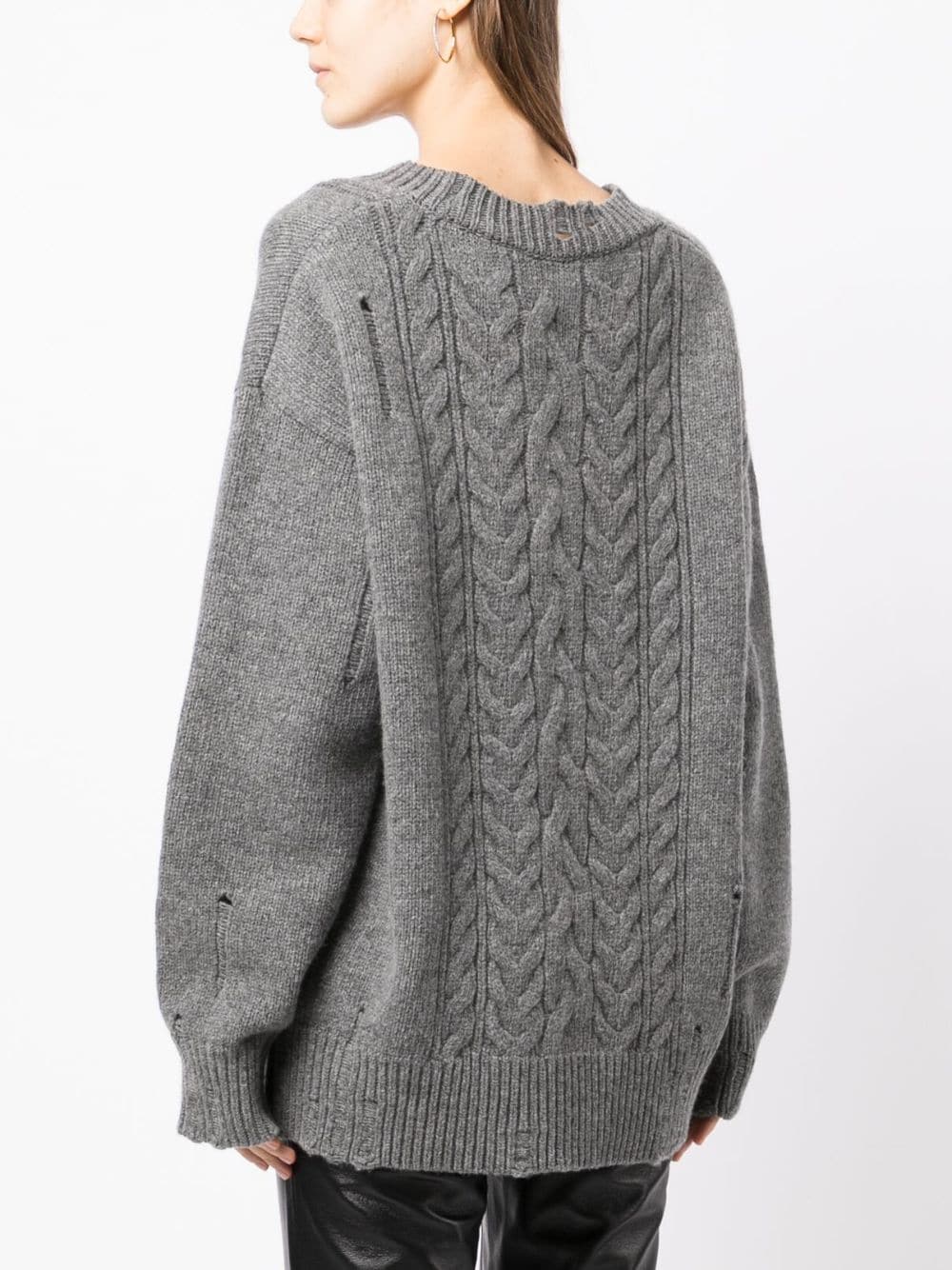 Shop We11 Done Graphic-print Cable-knit Jumper In Grey