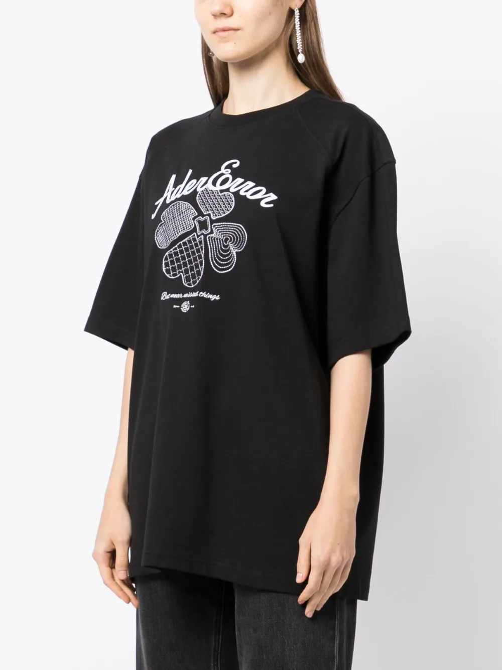 Ader Error Tever Logo T-shirt In Black | ModeSens