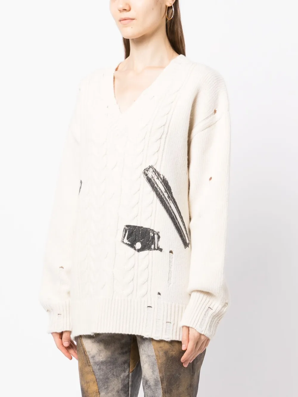 We11done Suéter En Tejido De Ochos Con Estampado Gráfico Farfetch