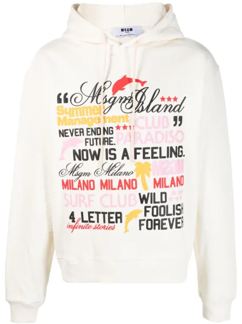 MSGM text-print cotton hoodie 