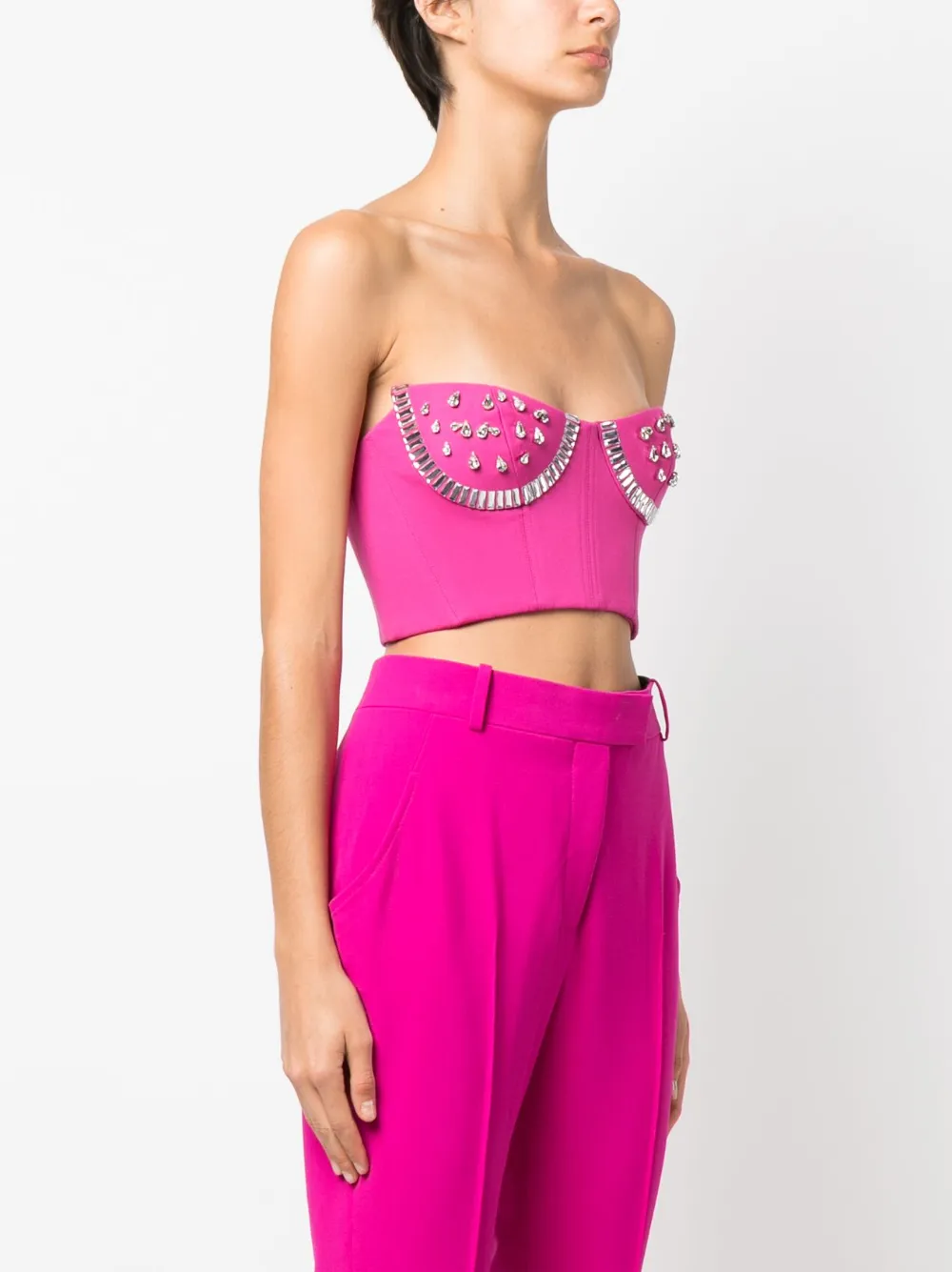 Shop Area Crystal-embellished Bustier Top In Rosa