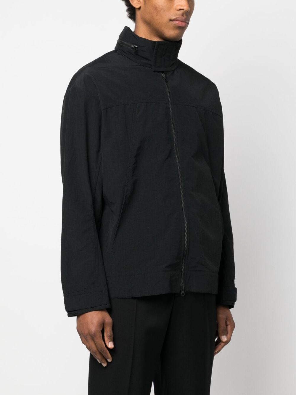 Shop Premiata Long-sleeve Zip-up Windbreaker In Black