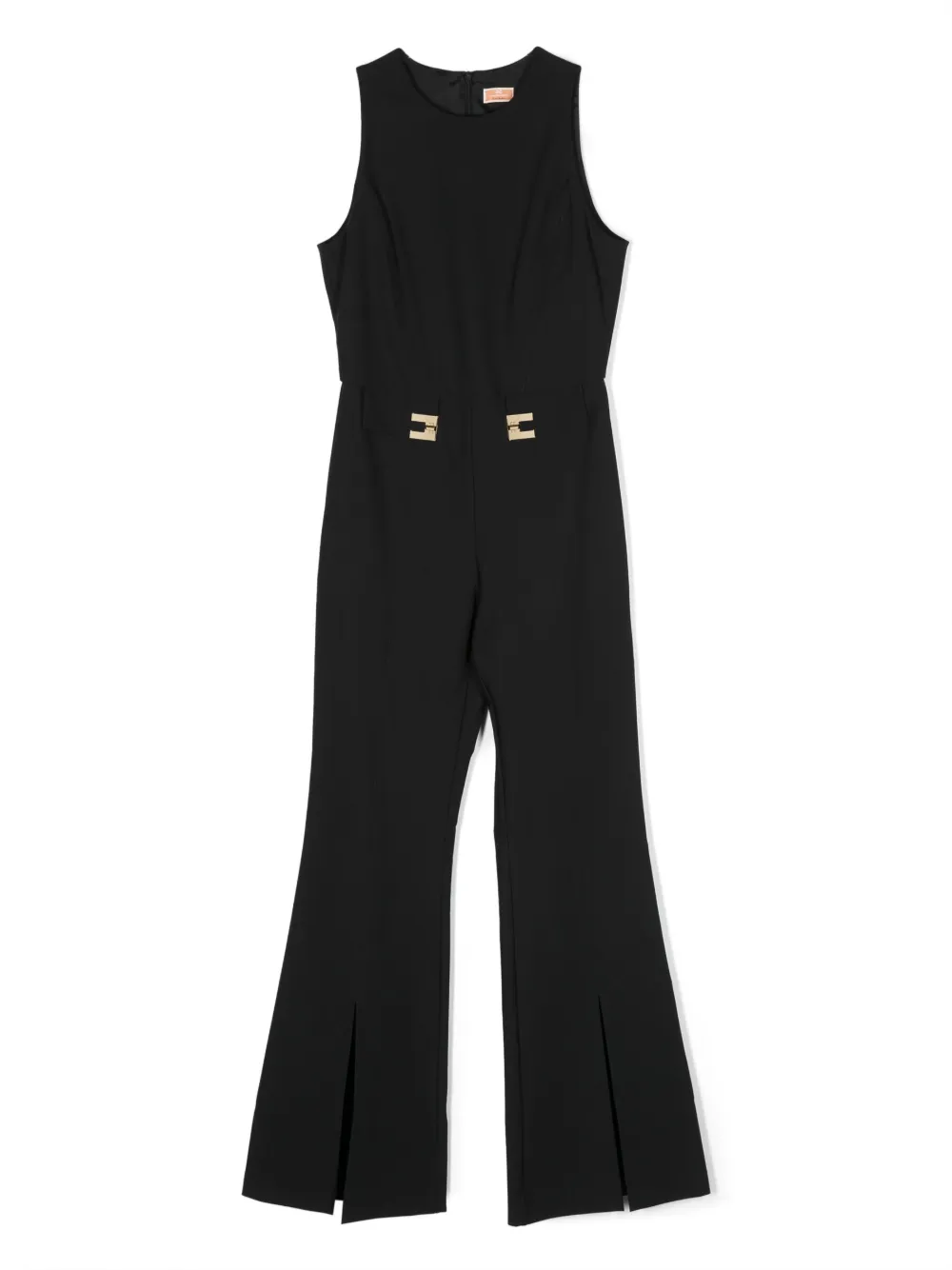 Elisabetta Franchi La Mia Bambina Kids' Slit-detail Flared-design Jumpsuit In Black
