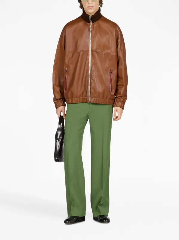 Gucci Leather Bomber Jacket - Farfetch