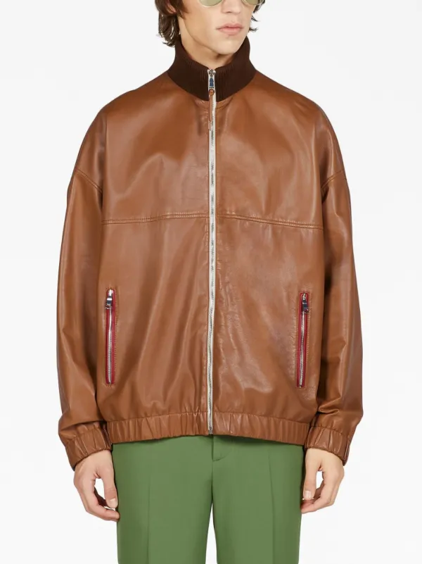 Gucci bomber hotsell leather jacket