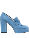 P.A.R.O.S.H. penny-slot 115mm suede platform pumps - Blue