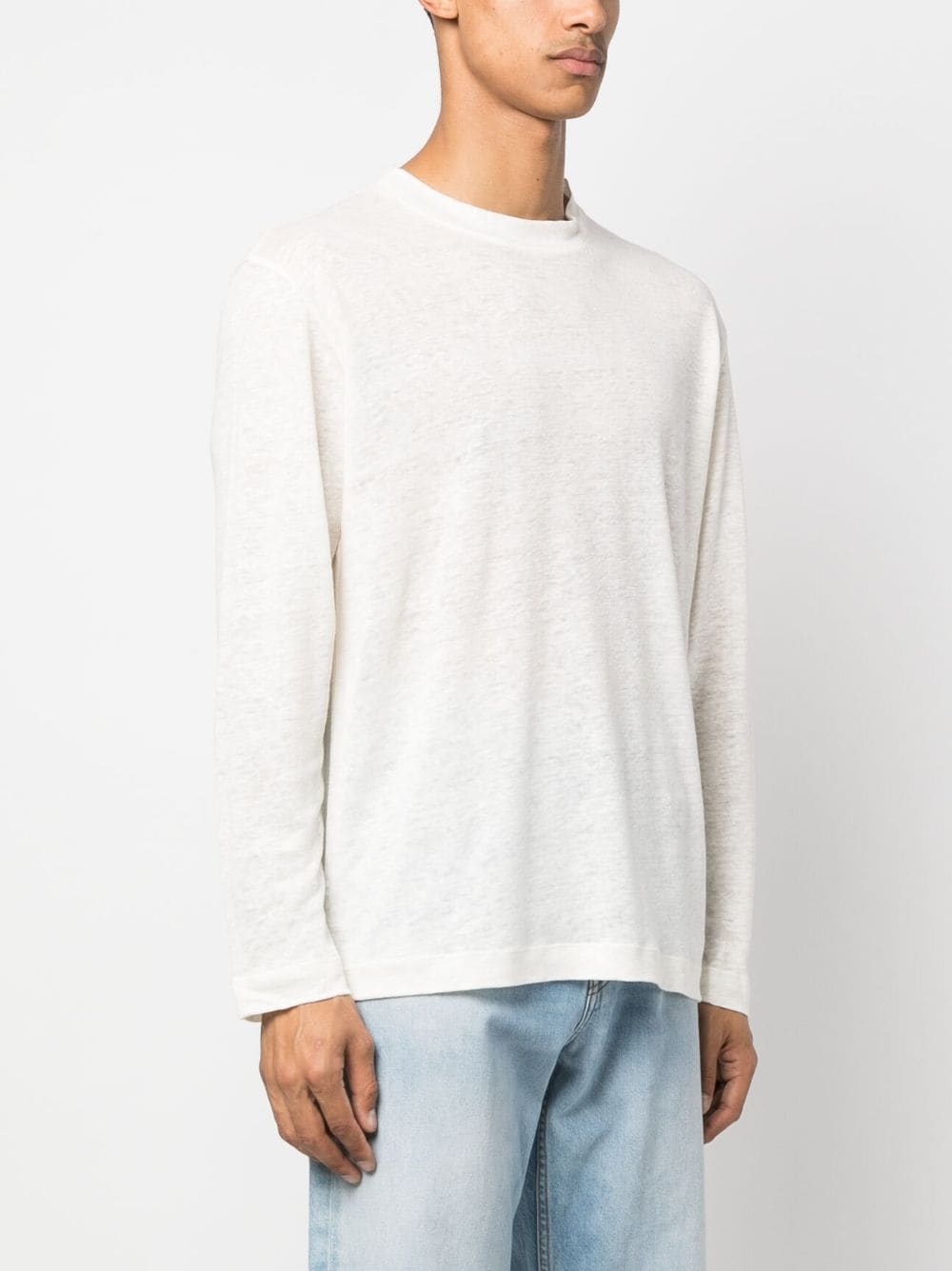 Shop Closed Long-sleeve Linen Top In White